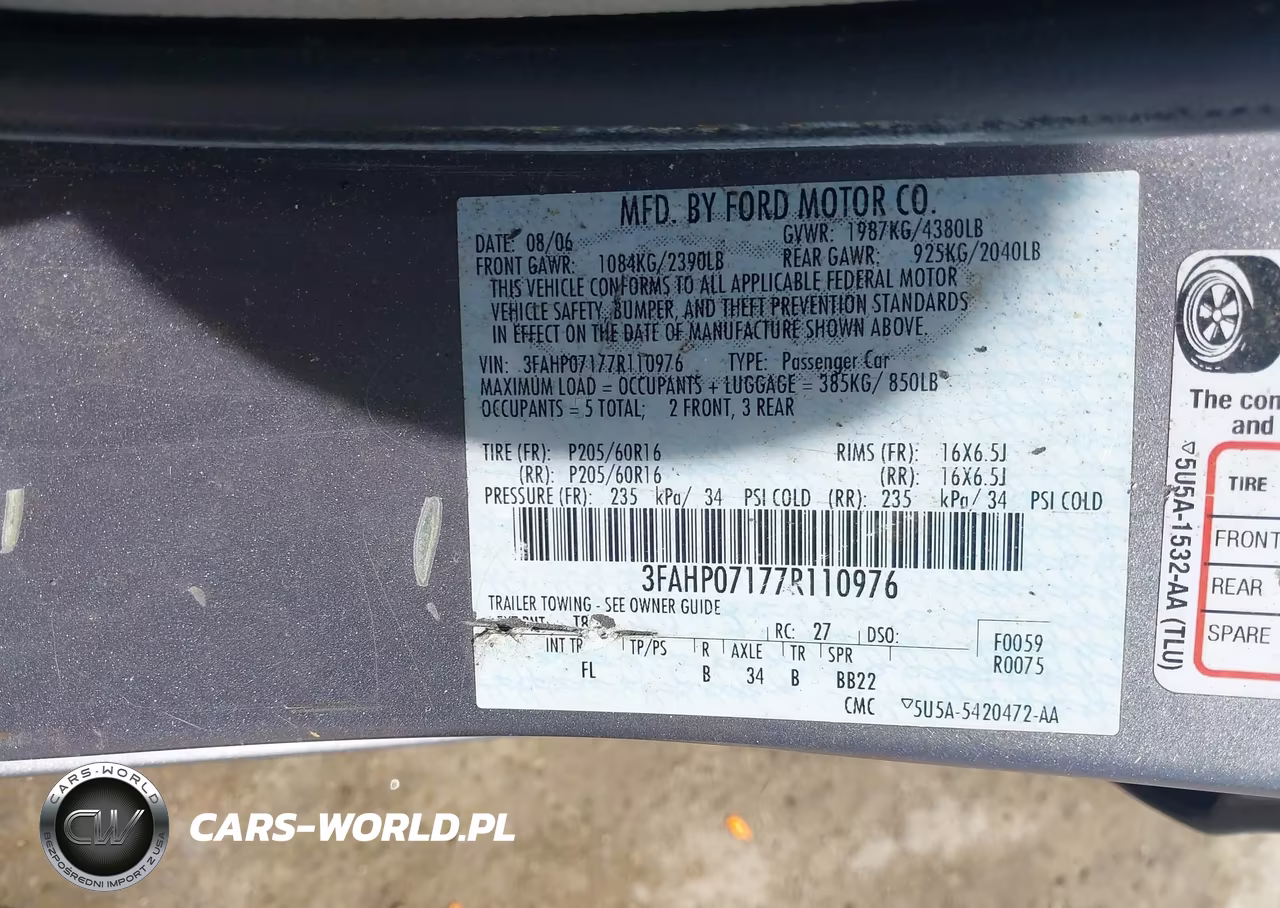 2007 Ford Fusion Se VIN:3FAHP07177R110976 - 9