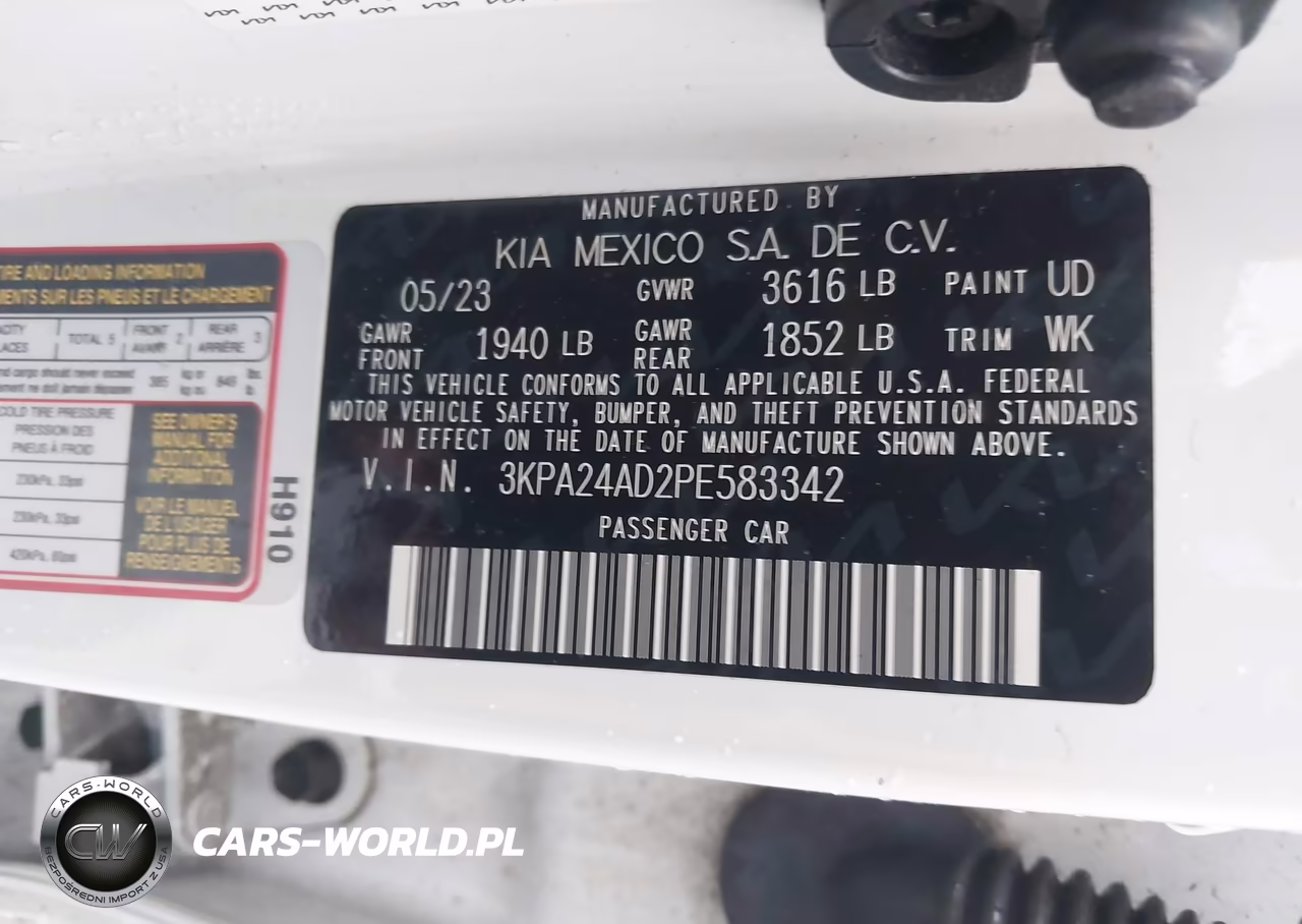 2023 Kia Rio S VIN:3KPA24AD2PE583342 - 9