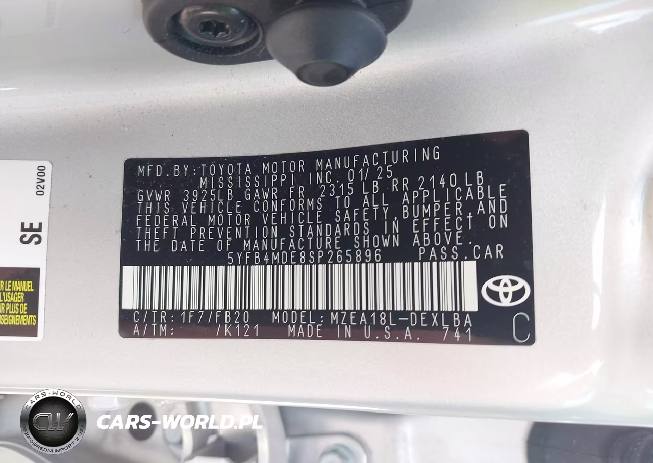 2025 Toyota Corolla Le VIN:5YFB4MDE8SP265896 - 9