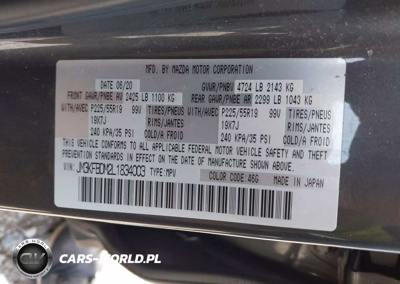 2020 Mazda Cx-5 Grand Touring VIN:JM3KFBDM2L1834003 - 9