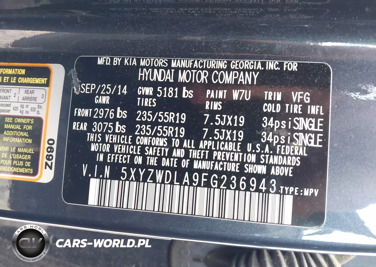 2015 Hyundai Santa Fe Sport 2.0L Turbo VIN:5XYZWDLA9FG236943 - 9