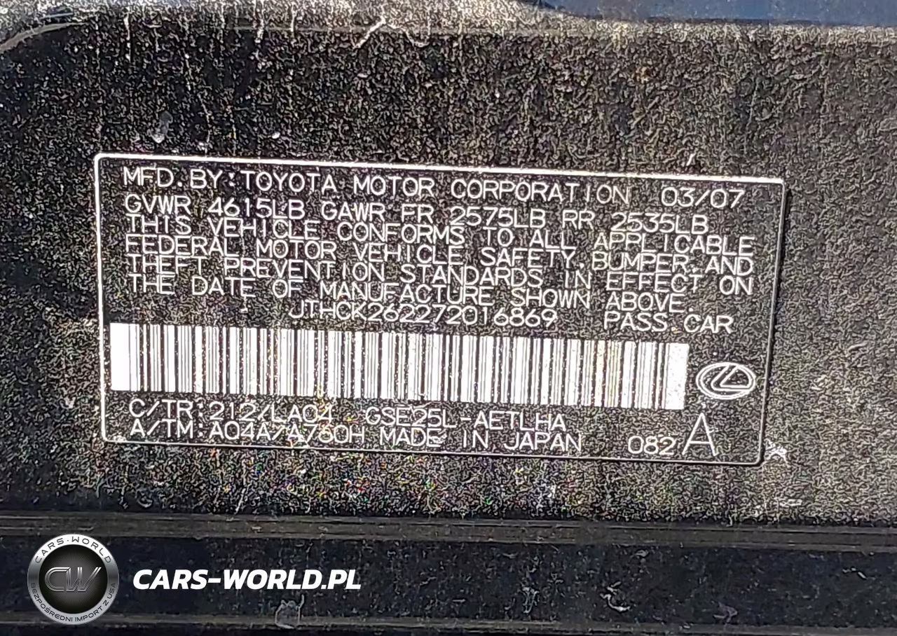 2007 Lexus Is 250 VIN:JTHCK262272016869 - 9