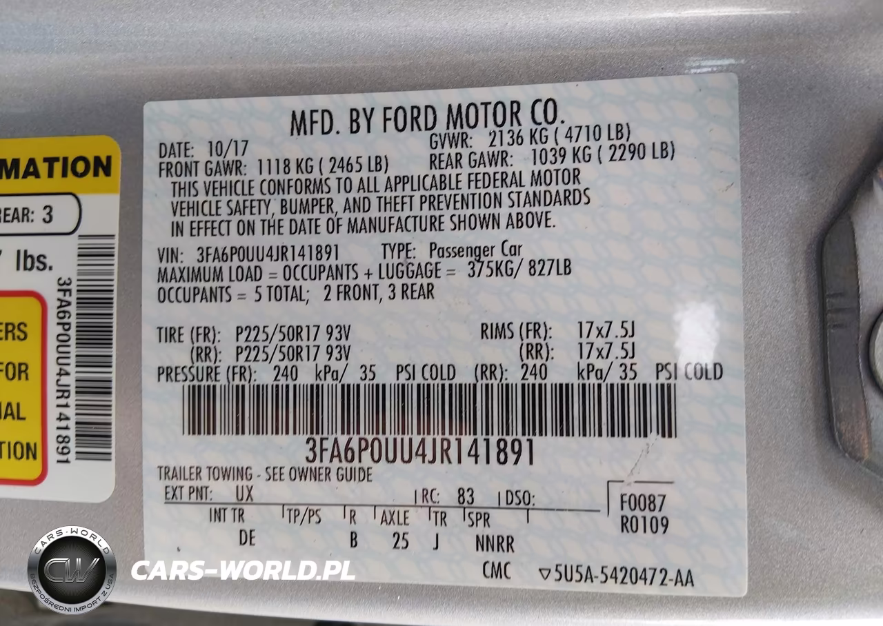 2018 Ford Fusion Hybrid S VIN:3FA6P0UU4JR141891 - 9