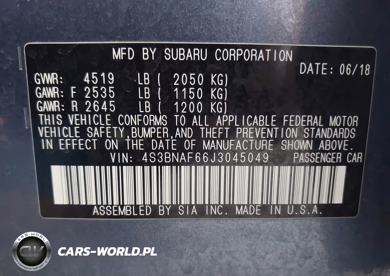 2018 Subaru Legacy 2.5I Premium VIN:4S3BNAF66J3045049 - 9