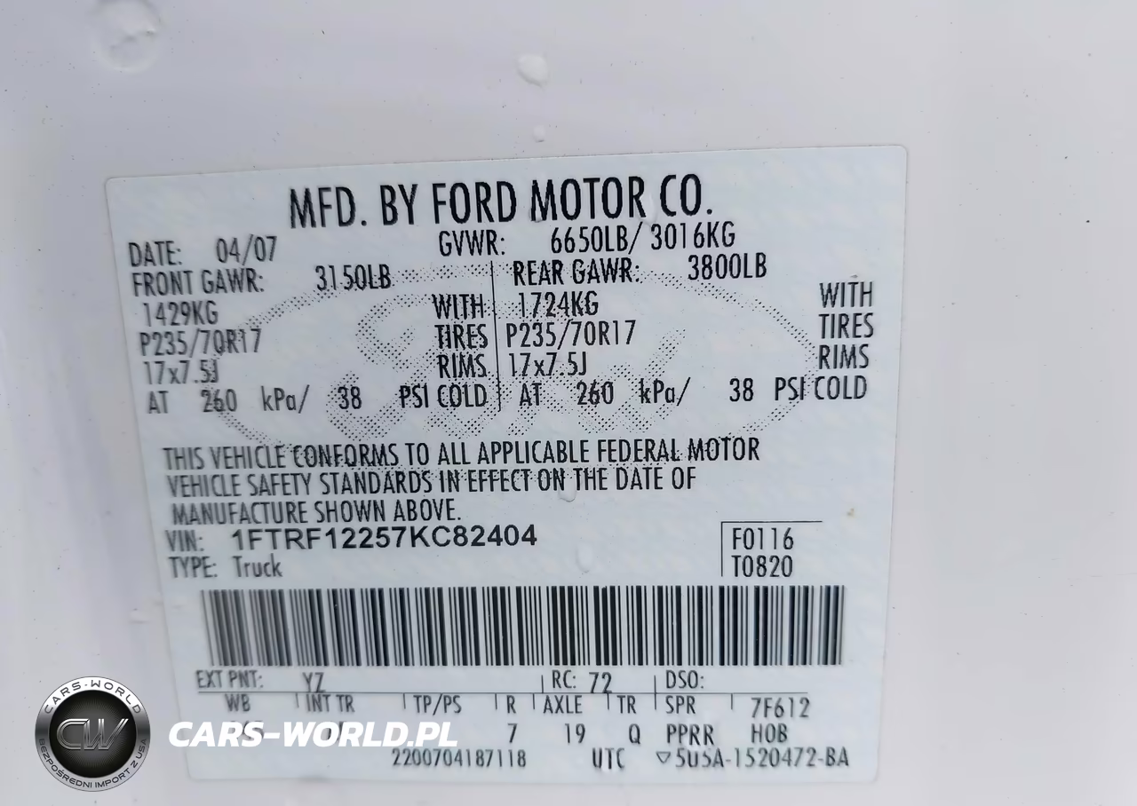 2007 Ford F-150 Stx-Xl-Xlt VIN:1FTRF12257KC82404 - 9