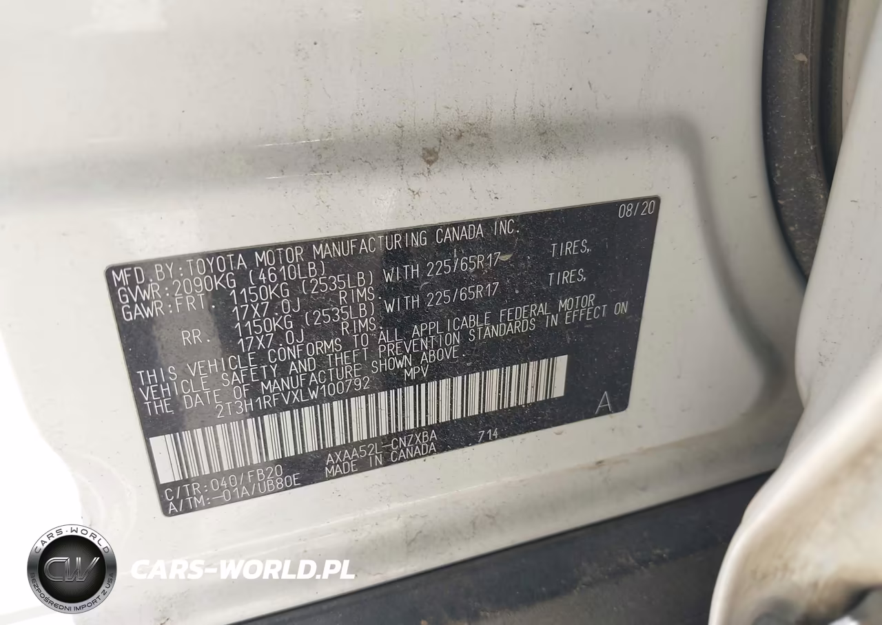 2020 Toyota Rav4 Le VIN:2T3H1RFVXLW100792 - 9