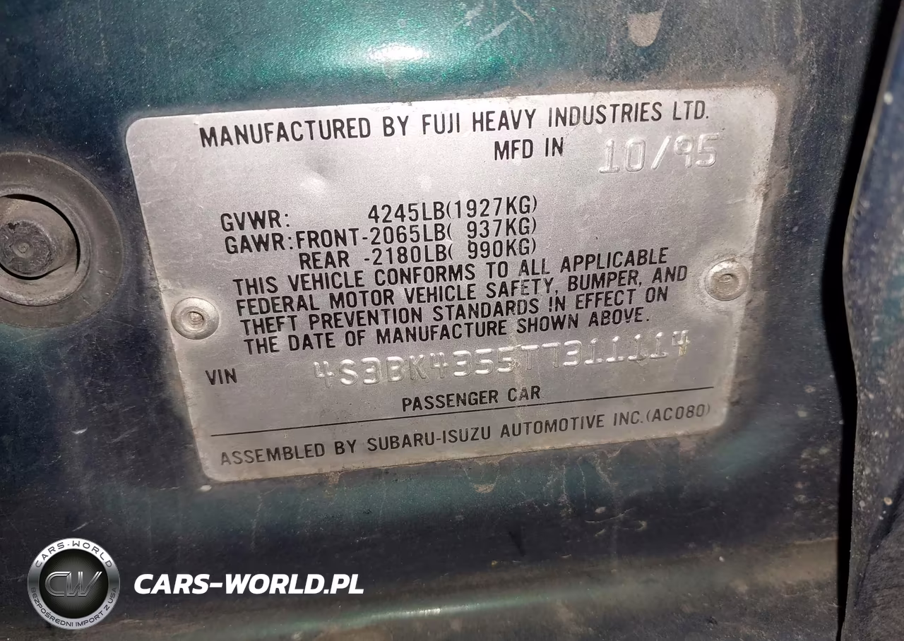 1996 Subaru Legacy L VIN:4S3BK4355T7311114 - 9