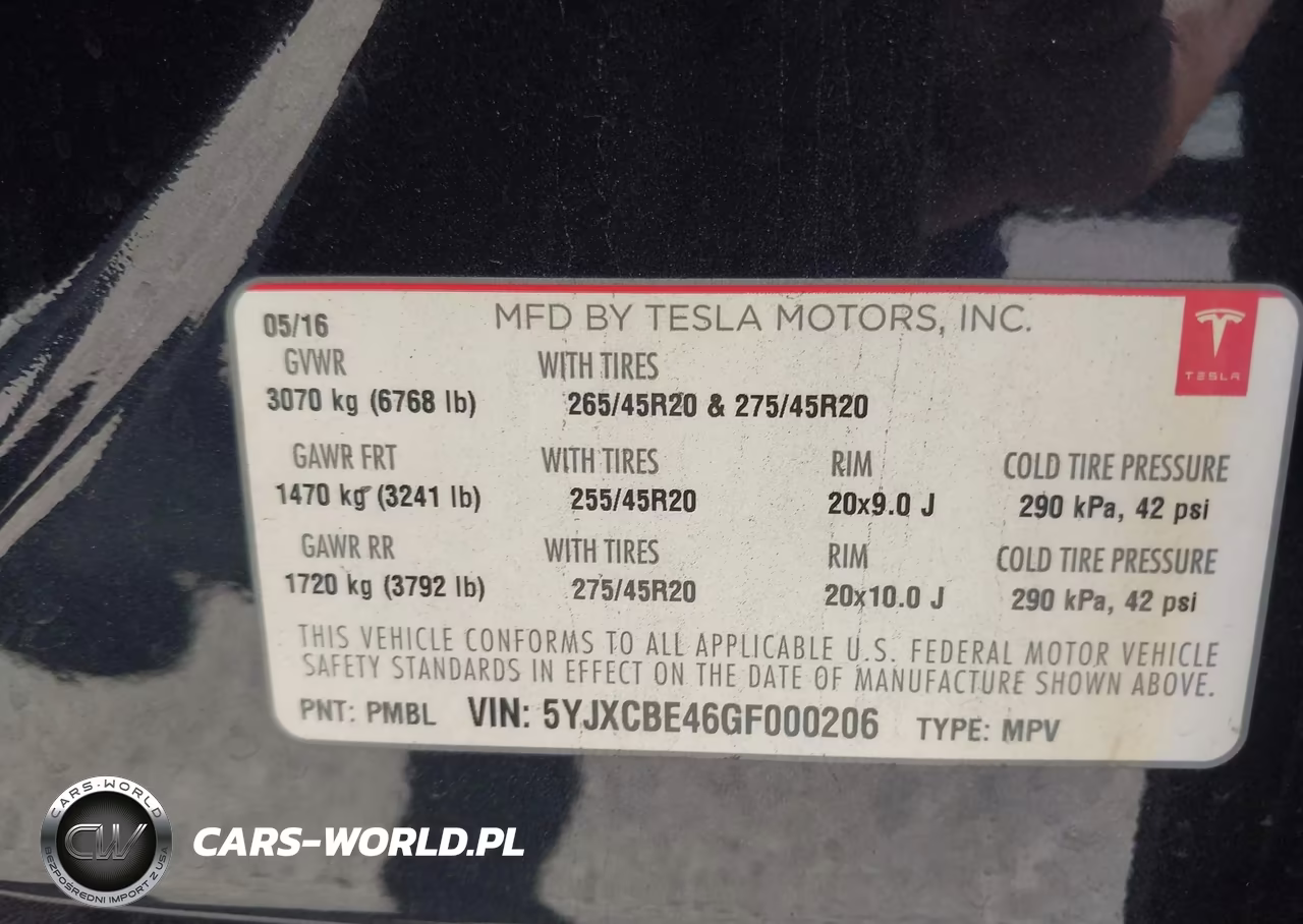 2016 Tesla Model X 75D-P100D-P90D VIN:5YJXCBE46GF000206 - 9
