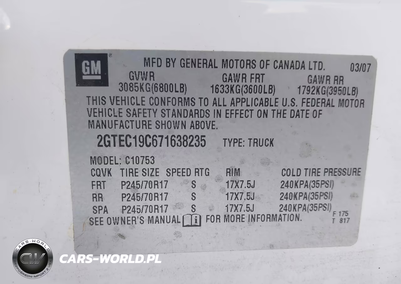 2007 GMC Sierra 1500 Work Truck VIN:2GTEC19C671638235 - 9
