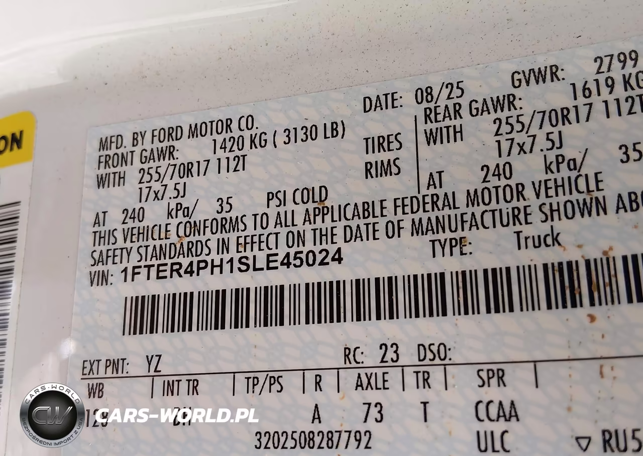2025 Ford Ranger Xl VIN:1FTER4PH1SLE45024 - 9