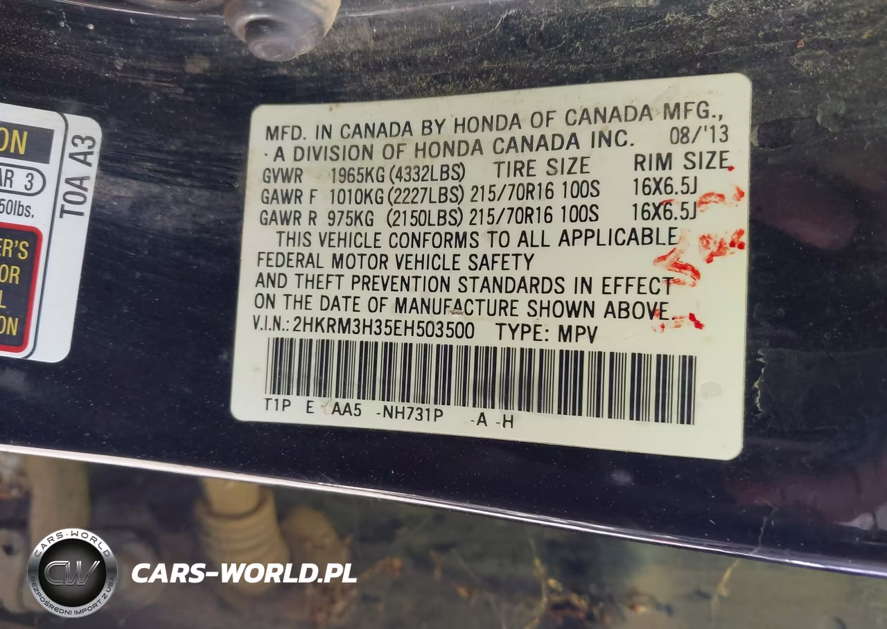 2014 Honda Cr-V Lx VIN:2HKRM3H35EH503500 - 9