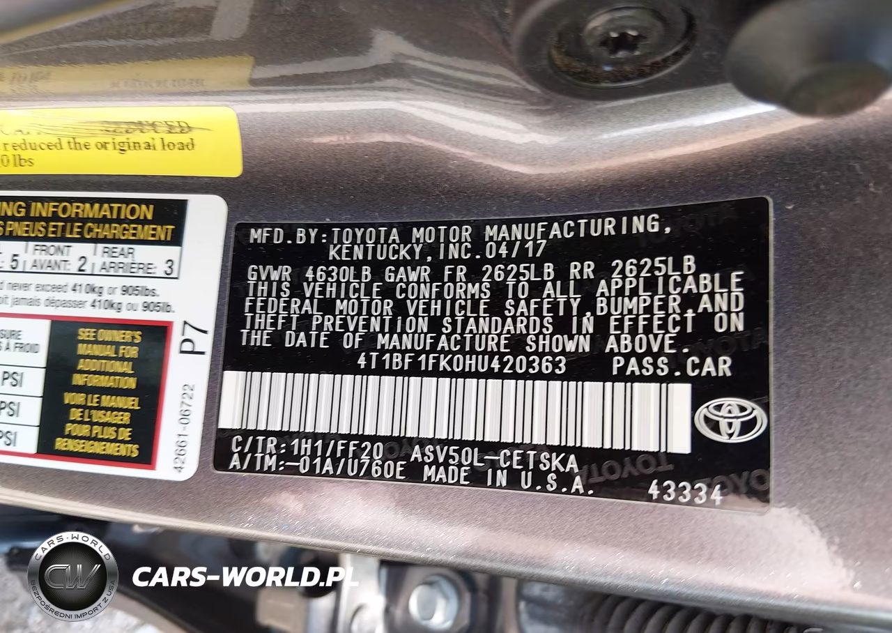 2017 Toyota Camry Se VIN:4T1BF1FK0HU420363 - 9