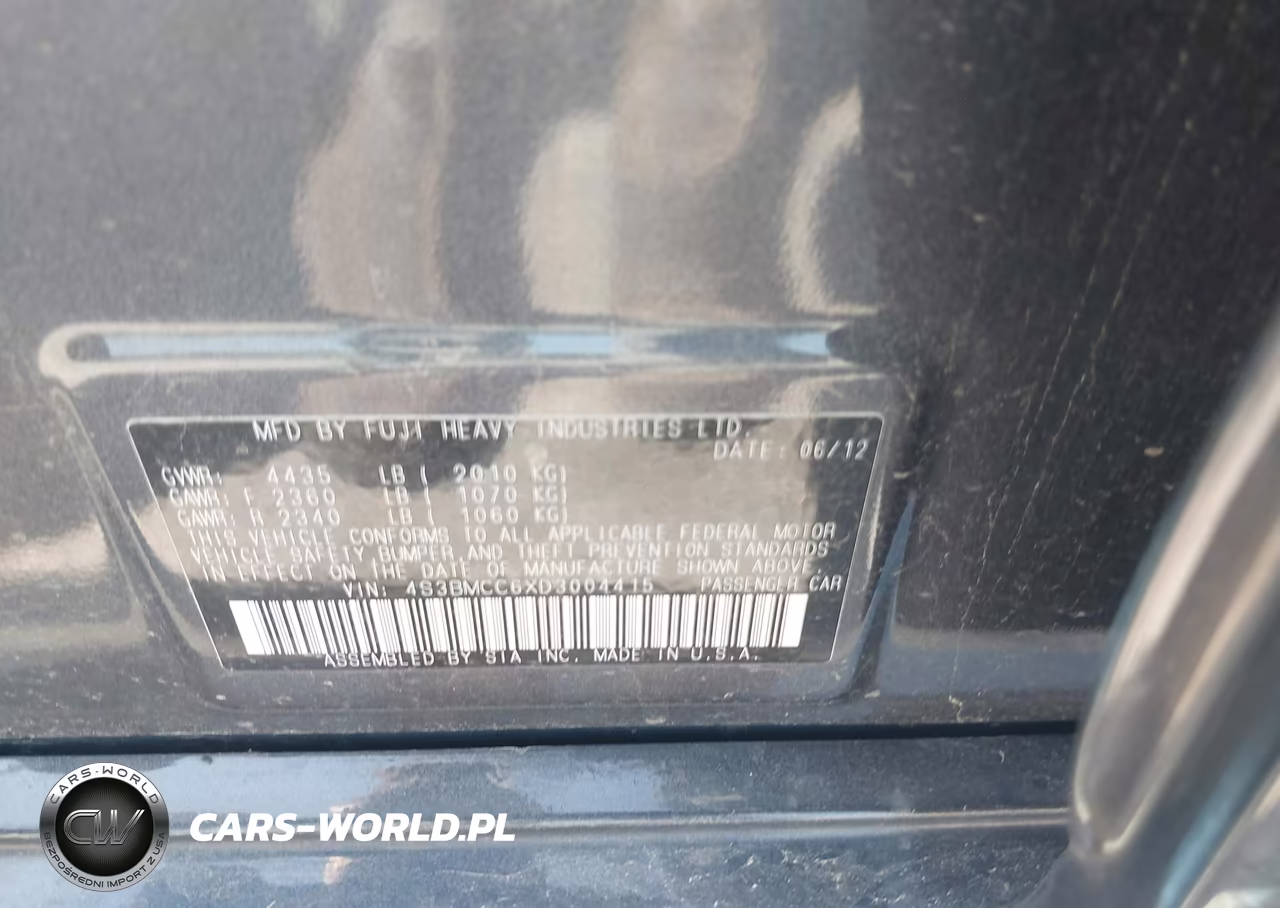 2013 Subaru Legacy 2.5I Premium VIN:4S3BMCC6XD3004415 - 9