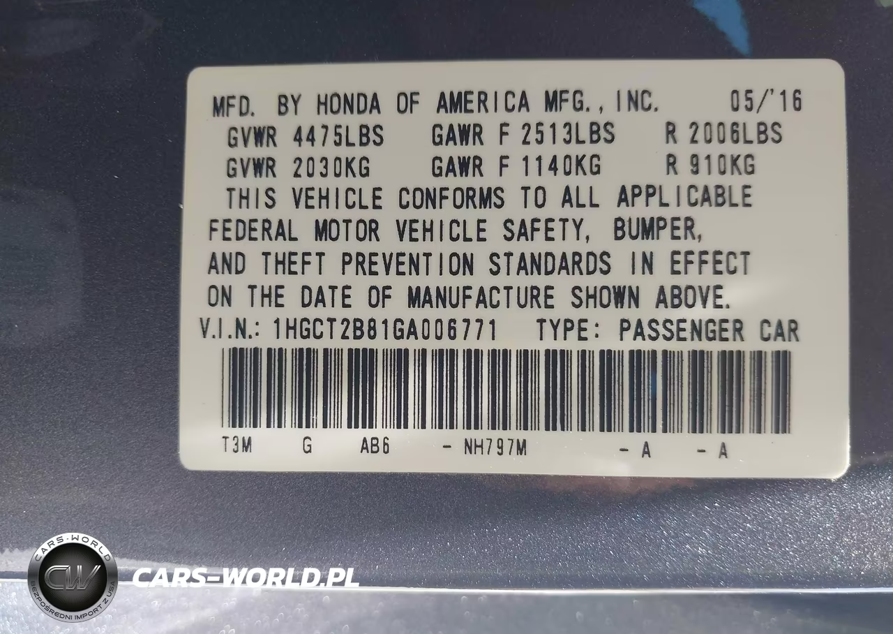 2016 Honda Accord Ex-L V-6 VIN:1HGCT2B81GA006771 - 9