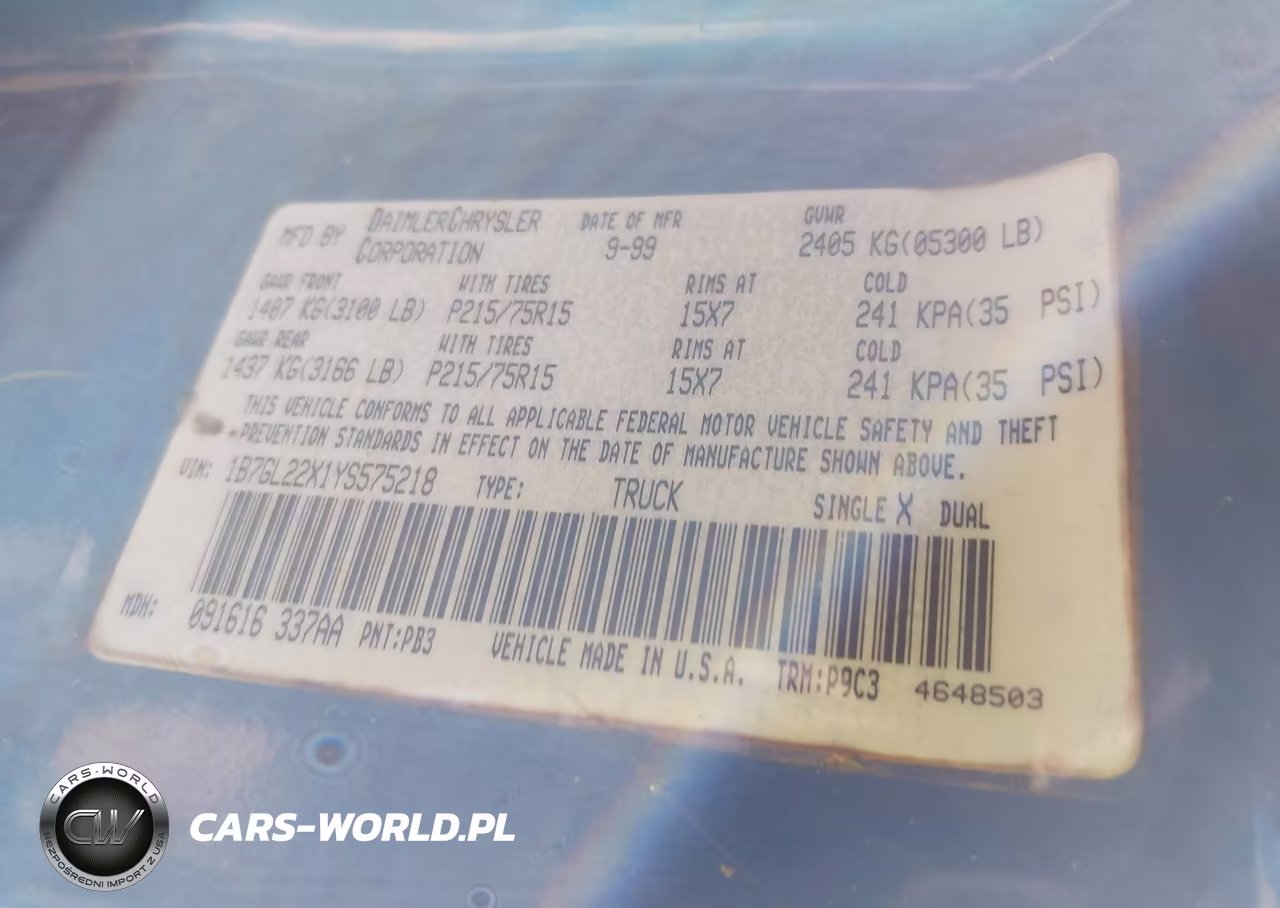 2000 Dodge Dakota Slt-Sport VIN:1B7GL22X1YS575218 - 9