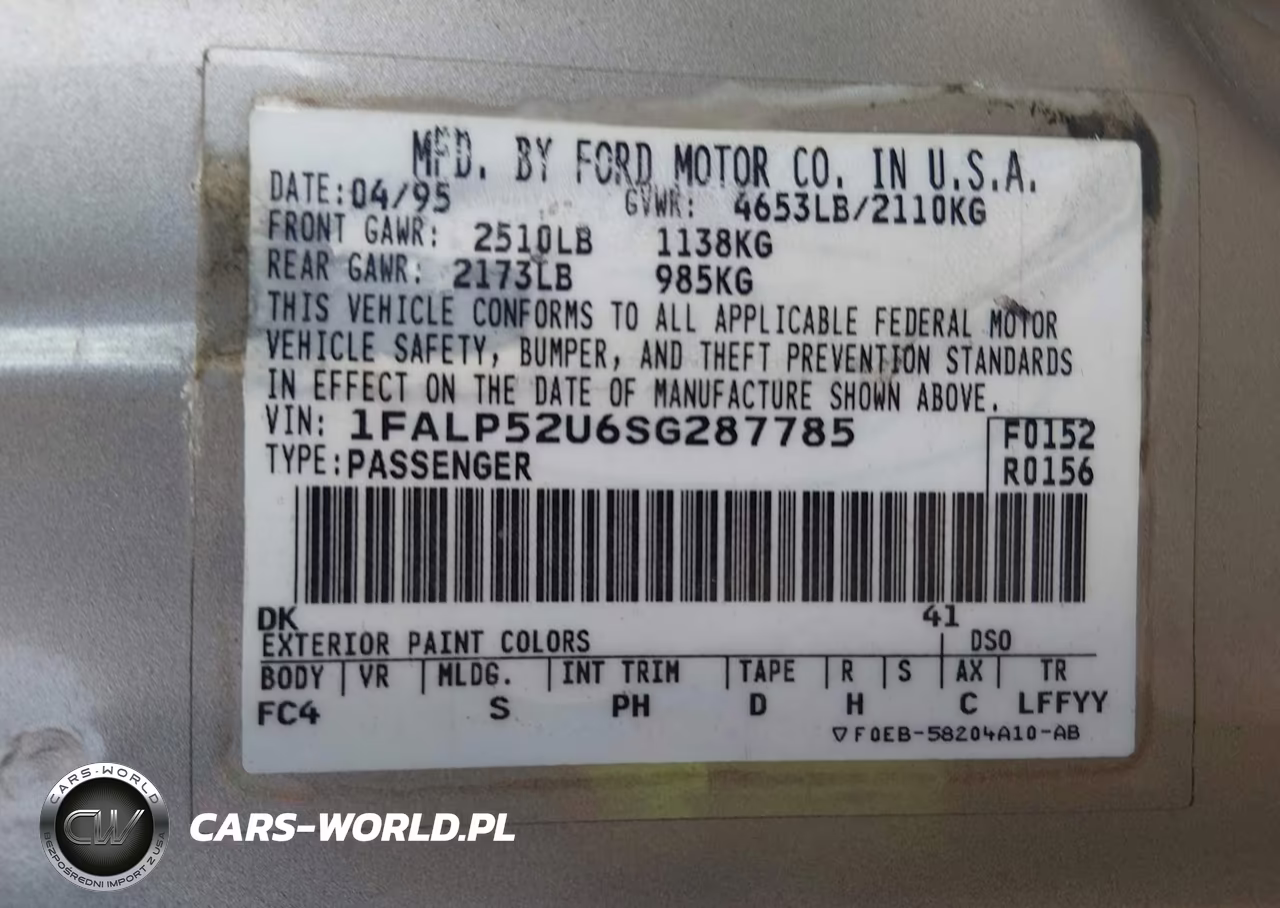 1995 Ford Taurus Gl-Se VIN:1FALP52U6SG287785 - 9