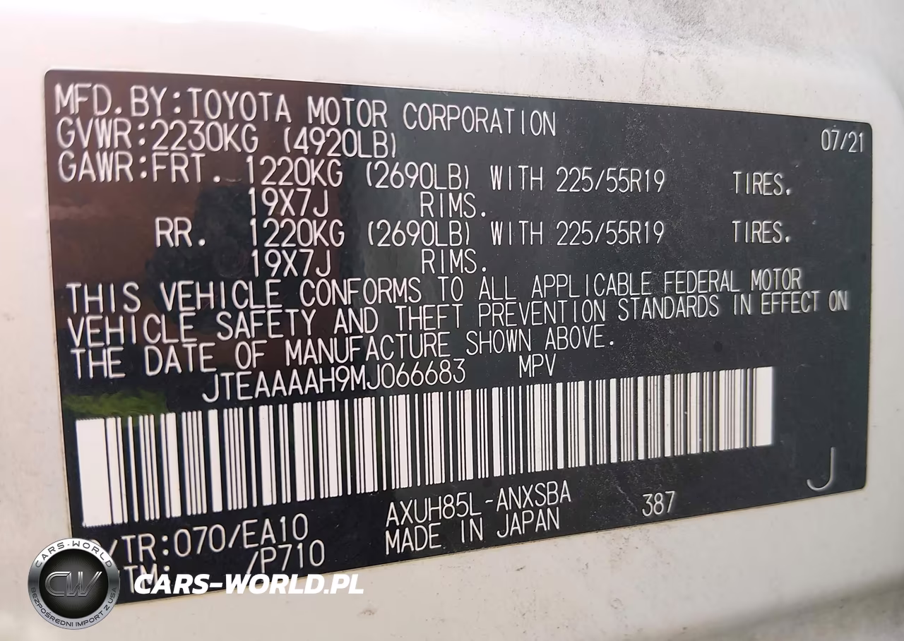 2021 Toyota Venza Limited VIN:JTEAAAAH9MJ066683 - 9