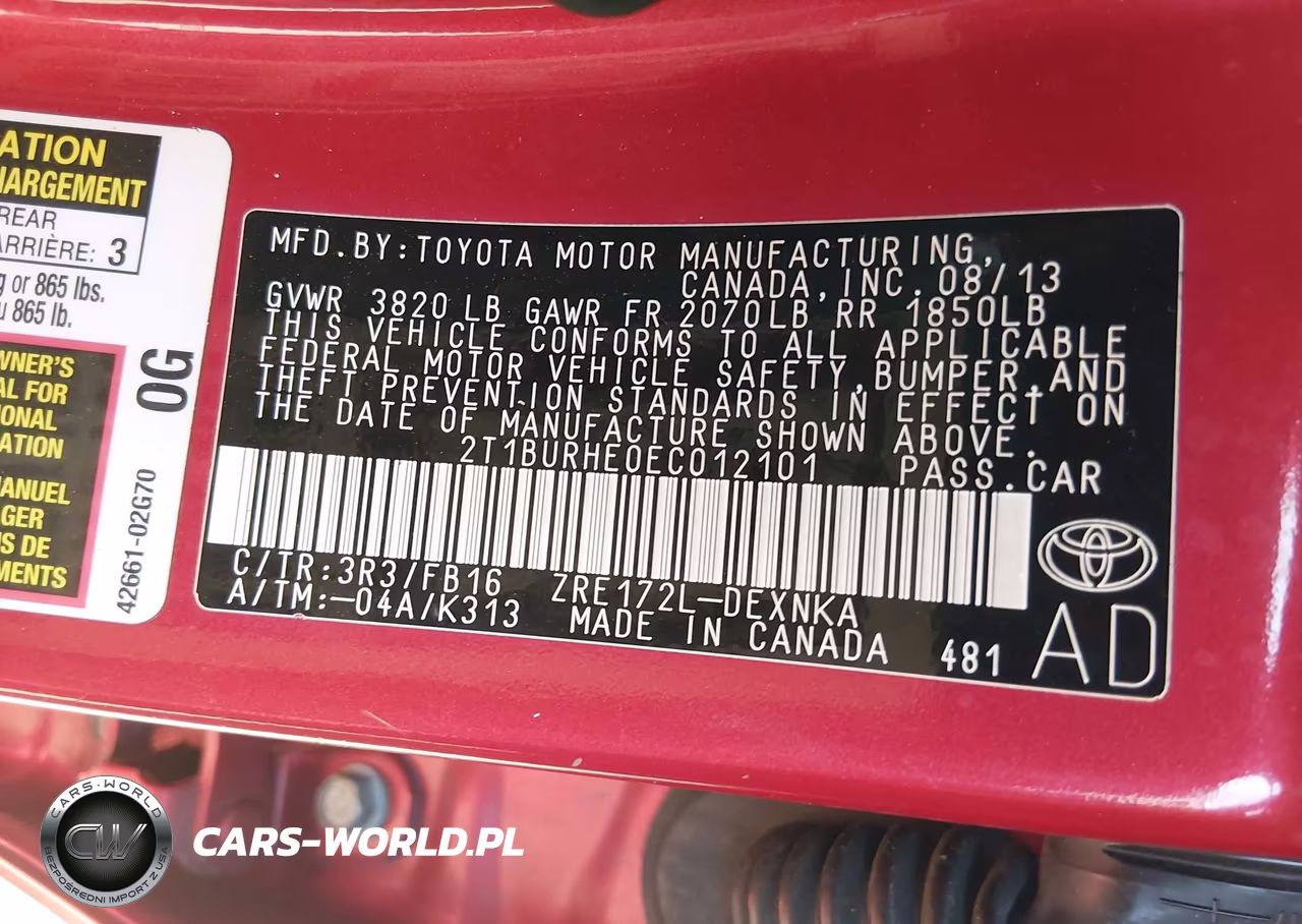 2014 Toyota Corolla Le VIN:2T1BURHE0EC012101 - 9