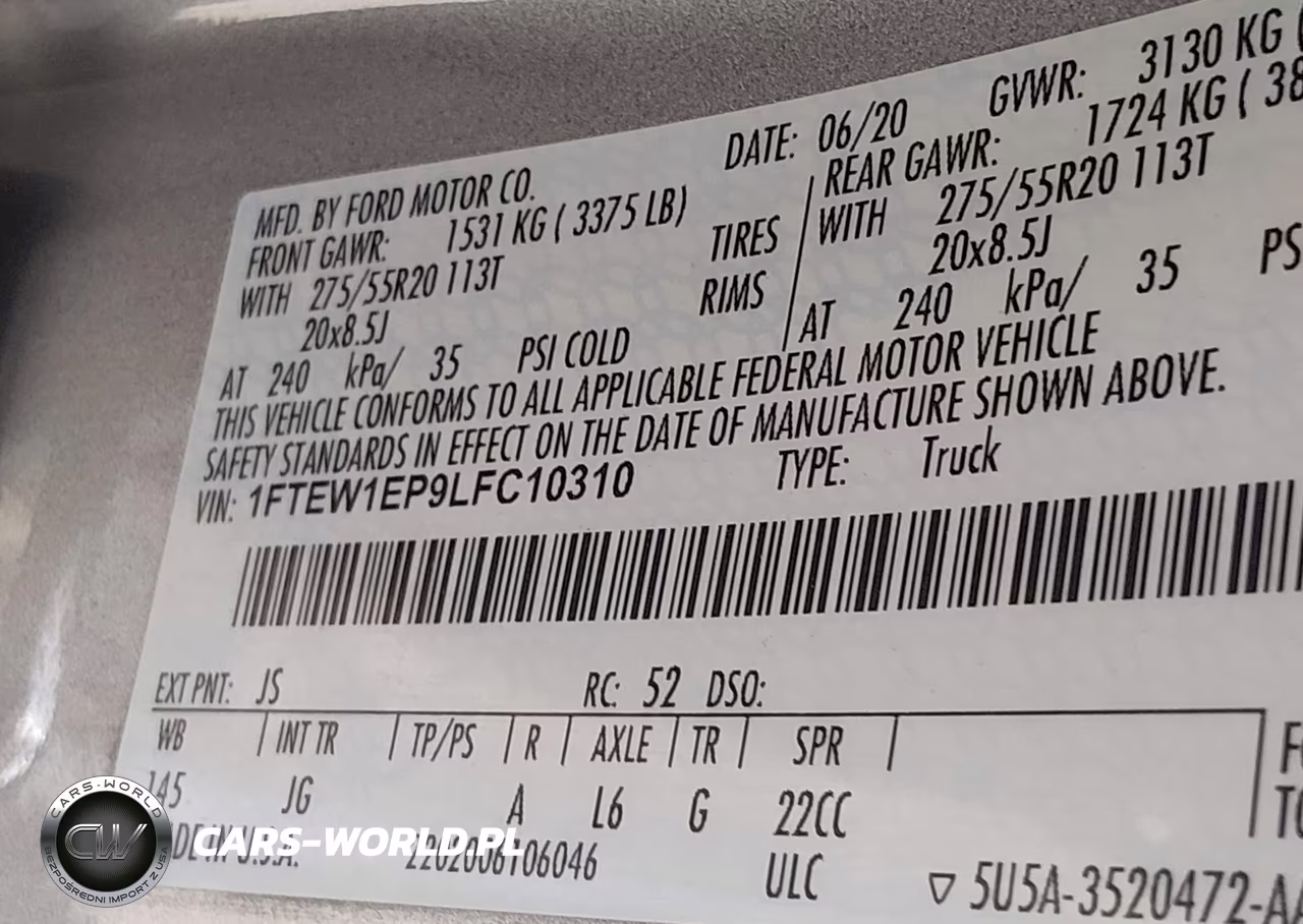 2020 Ford F-150 Lariat-Xl-Xlt VIN:1FTEW1EP9LFC10310 - 9