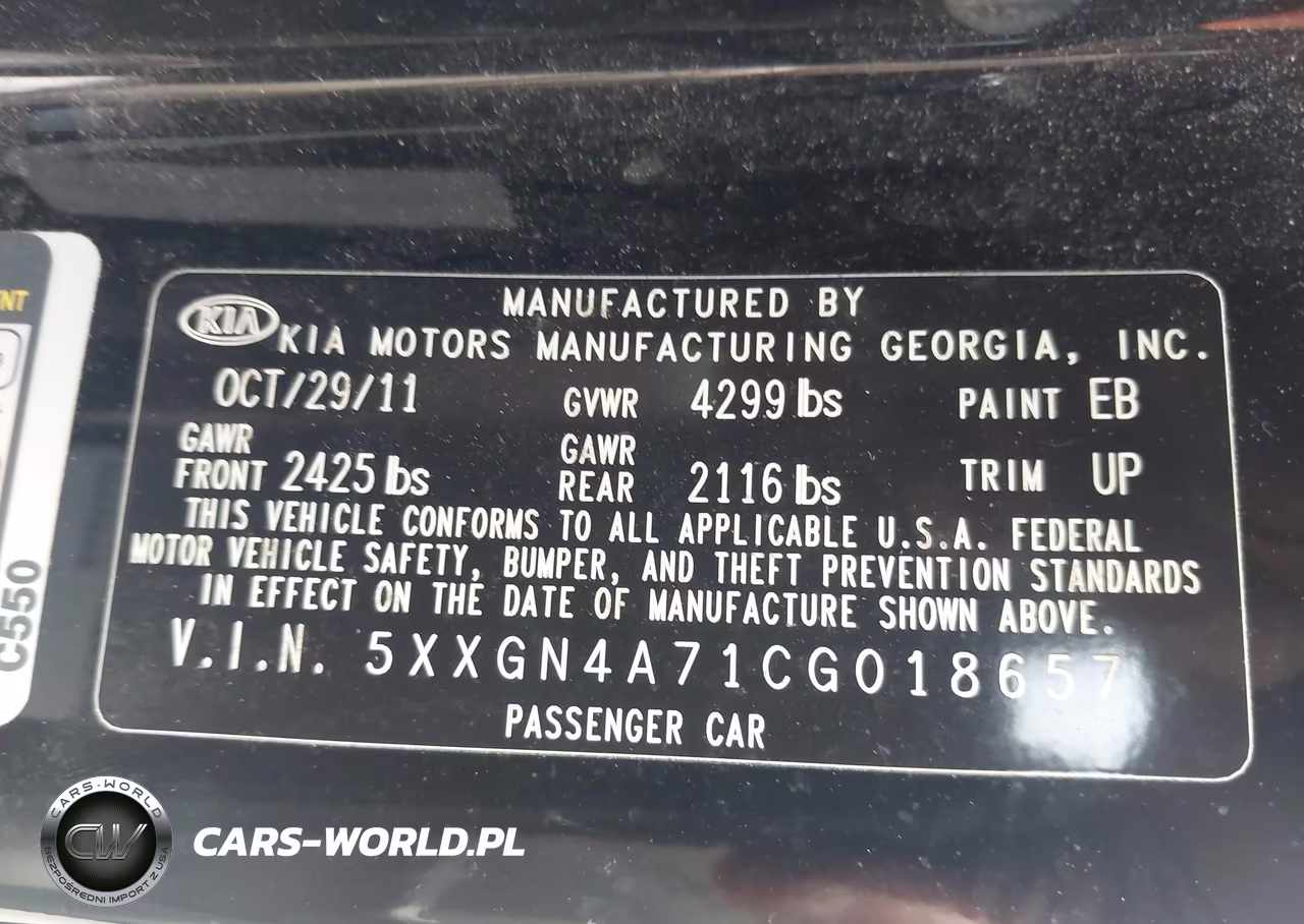 2012 Kia Optima Ex VIN:5XXGN4A71CG018657 - 9