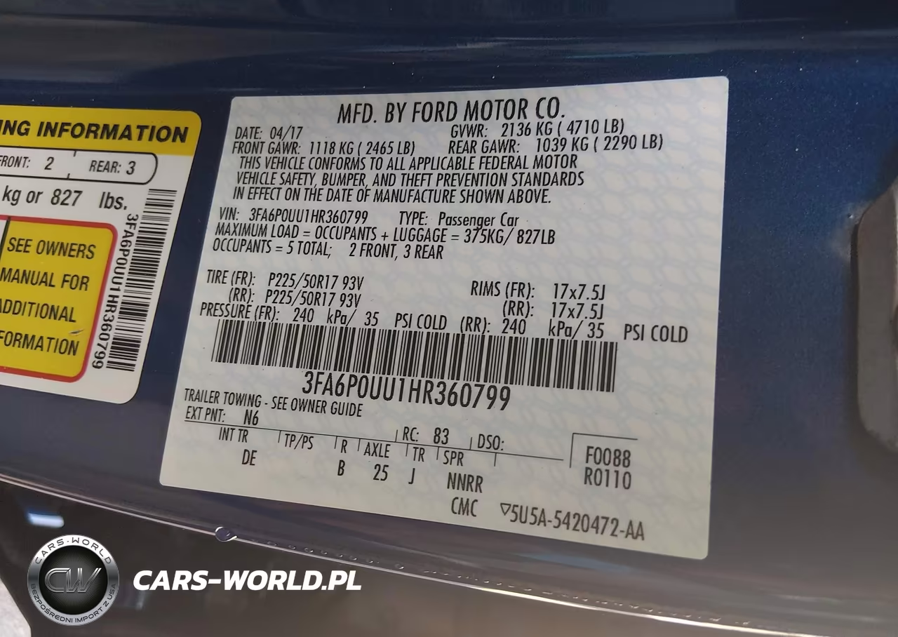 2017 Ford Fusion Hybrid S VIN:3FA6P0UU1HR360799 - 9