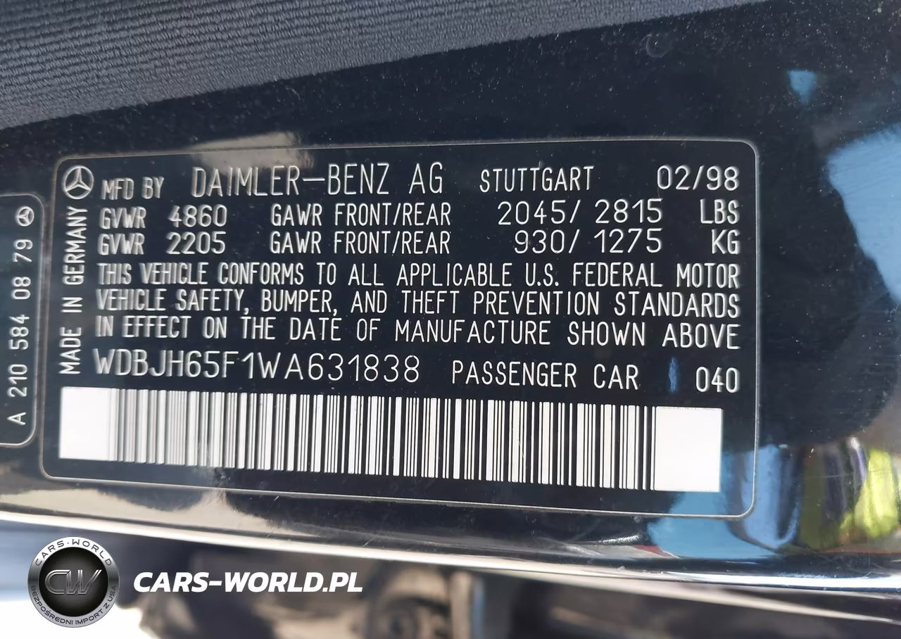 1998 Mercedes-Benz E 320 VIN:WDBJH65F1WA631838 - 9