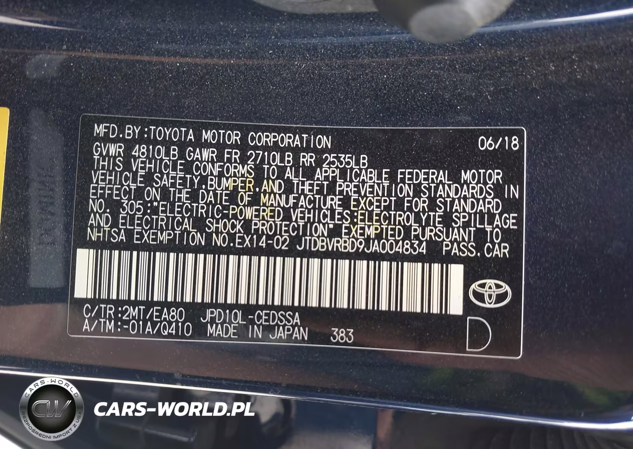 2018 Toyota Mirai VIN:JTDBVRBD9JA004834 - 9