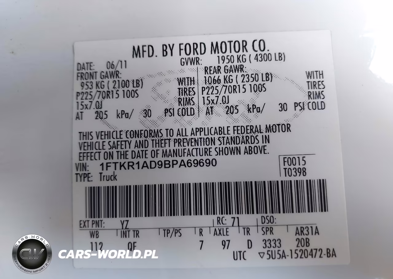2011 Ford Ranger Xl-Xlt VIN:1FTKR1AD9BPA69690 - 9
