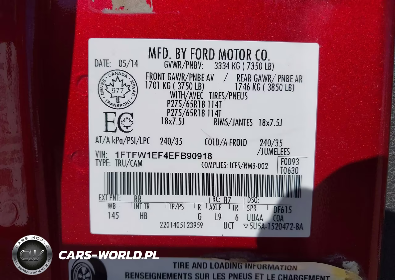 2014 Ford F-150 Lariat VIN:1FTFW1EF4EFB90918 - 9