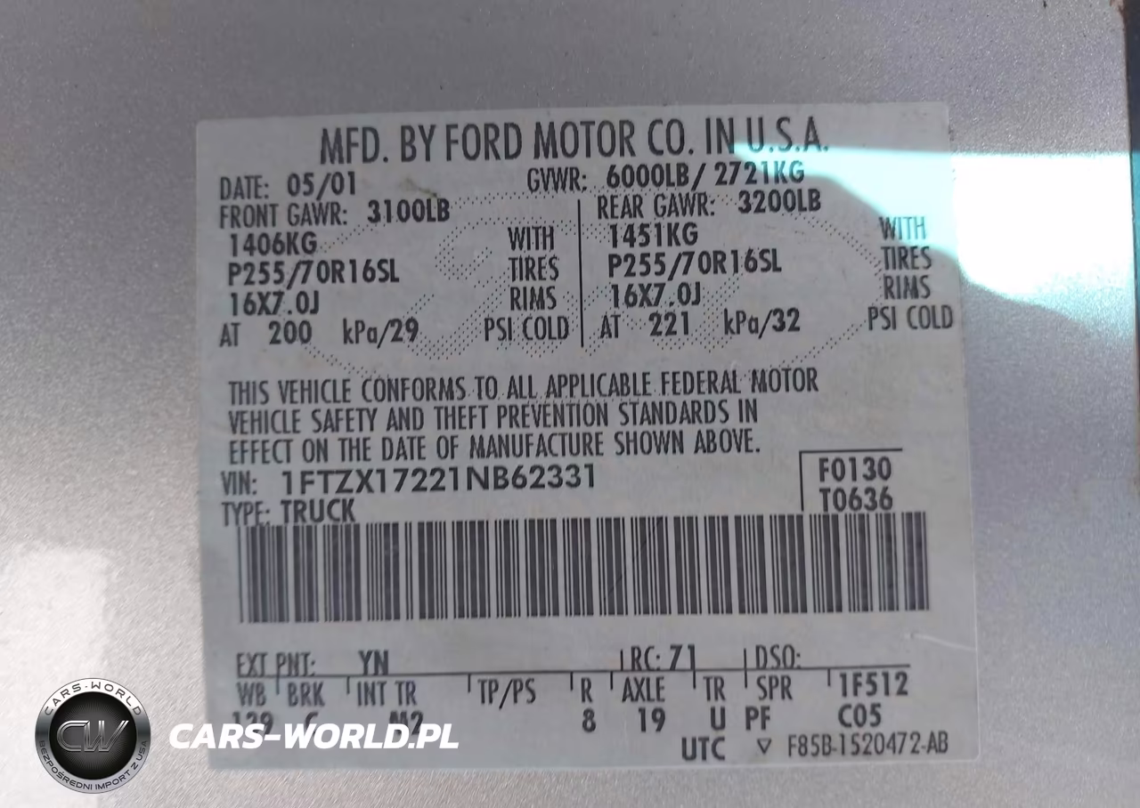 2001 Ford F-150 Xl-Xlt VIN:1FTZX17221NB62331 - 9