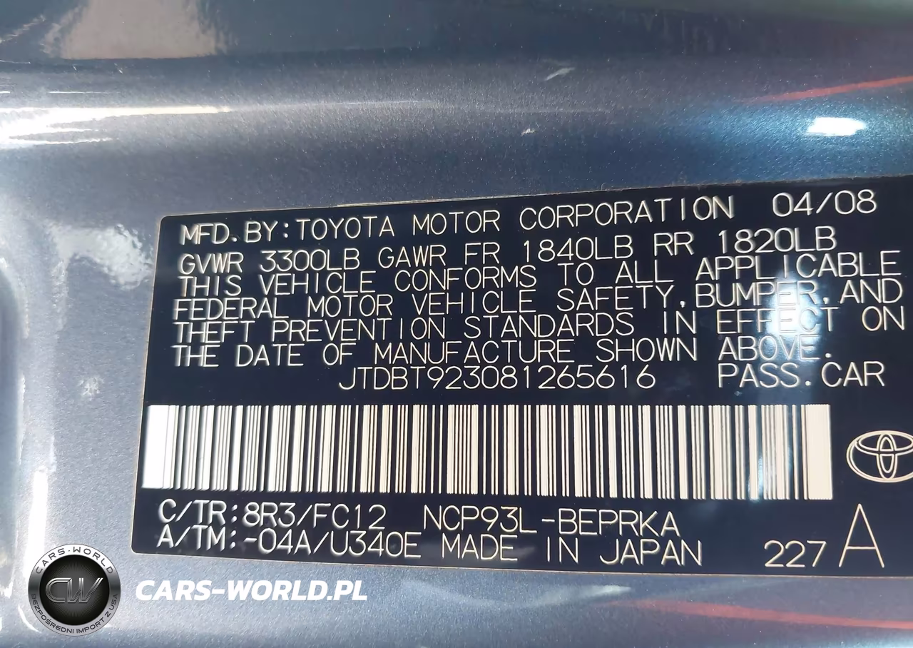 2008 Toyota Yaris VIN:JTDBT923081265616 - 9