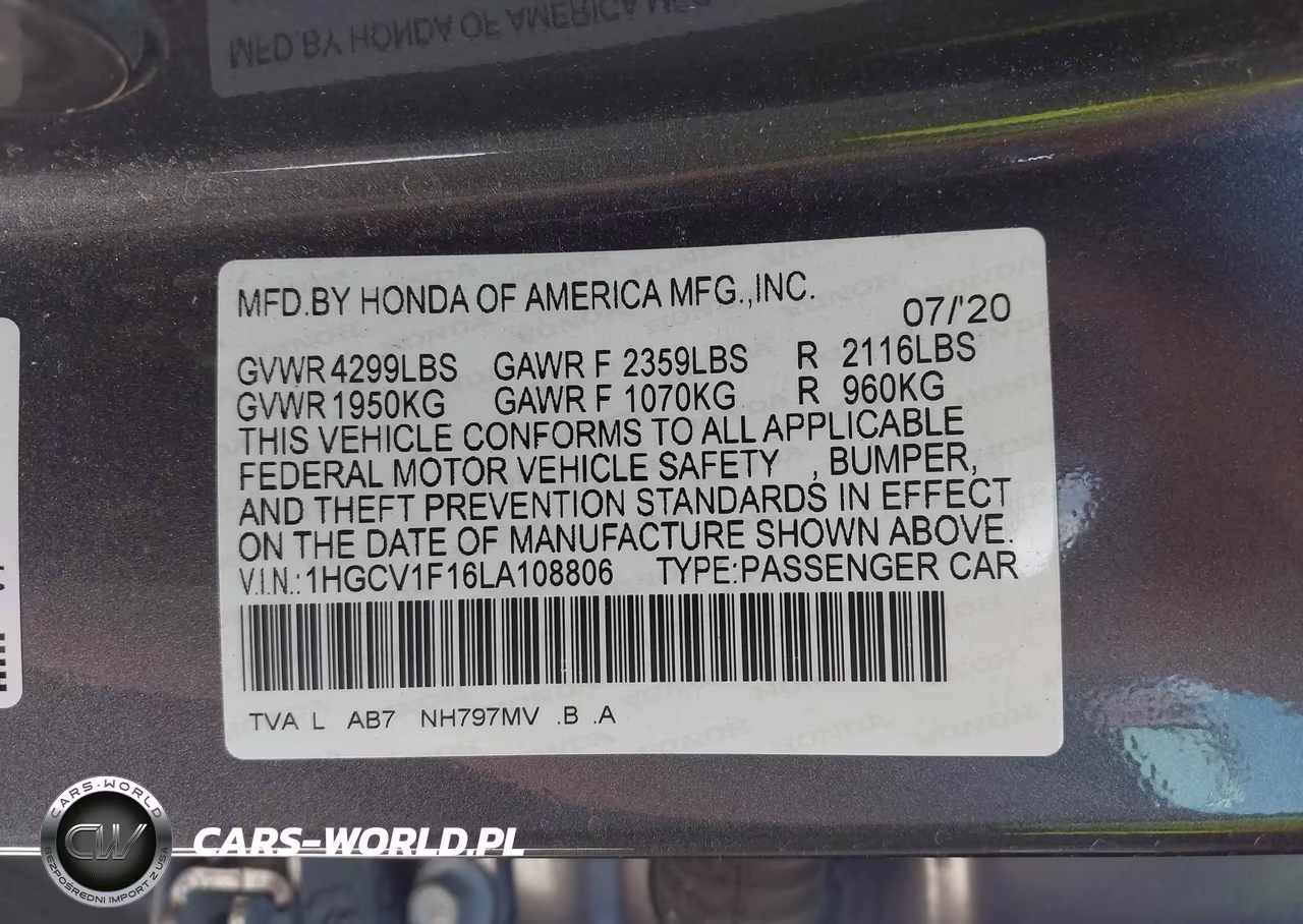 2020 Honda Accord Lx VIN:1HGCV1F16LA108806 - 9