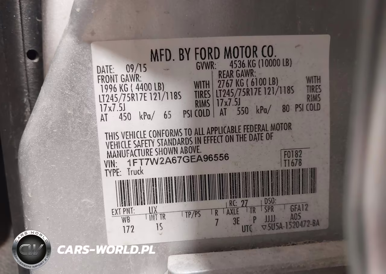 2016 Ford F-250 Xl VIN:1FT7W2A67GEA96556 - 9