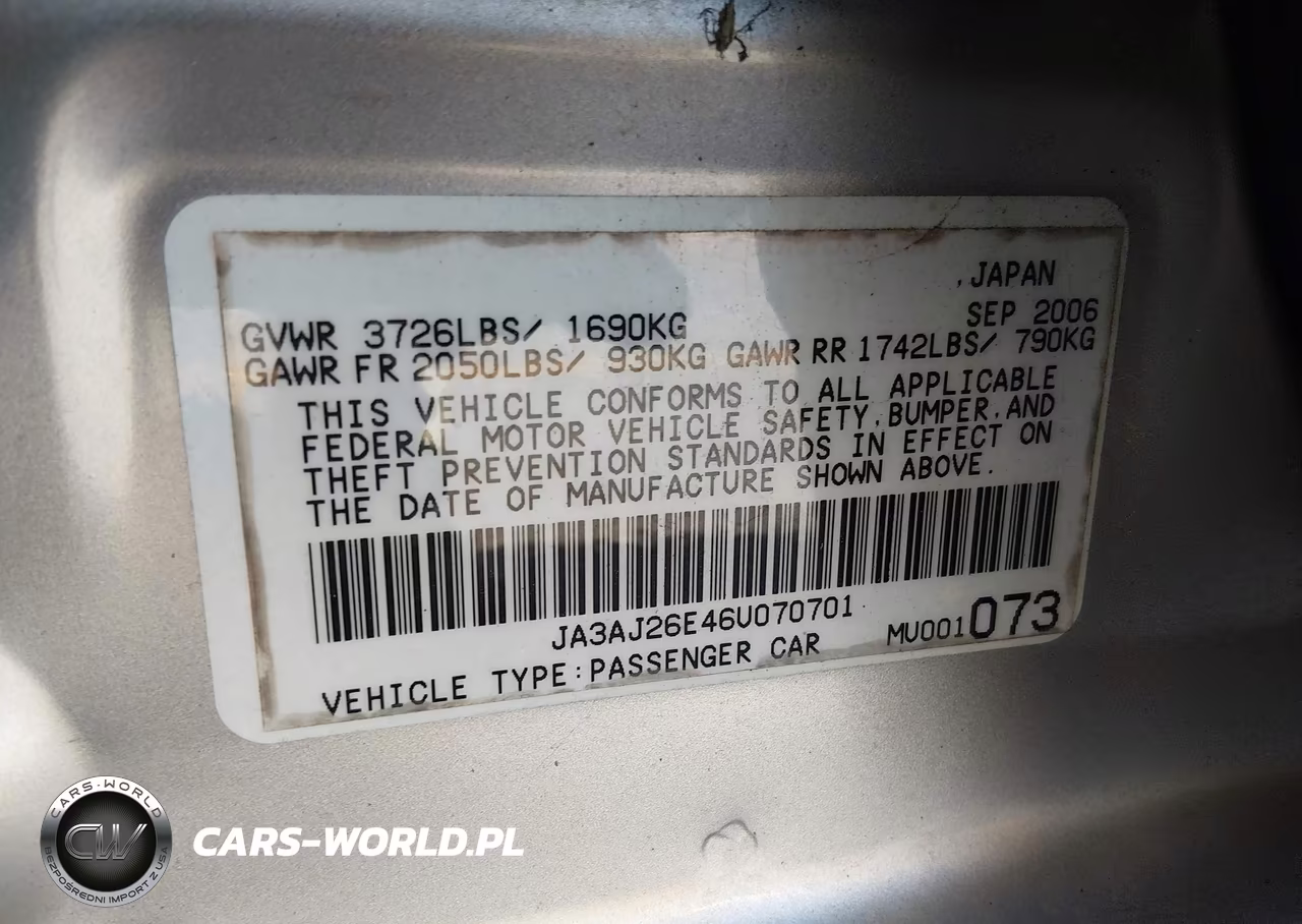 2006 Mitsubishi Lancer Es-Se VIN:JA3AJ26E46U070701 - 9
