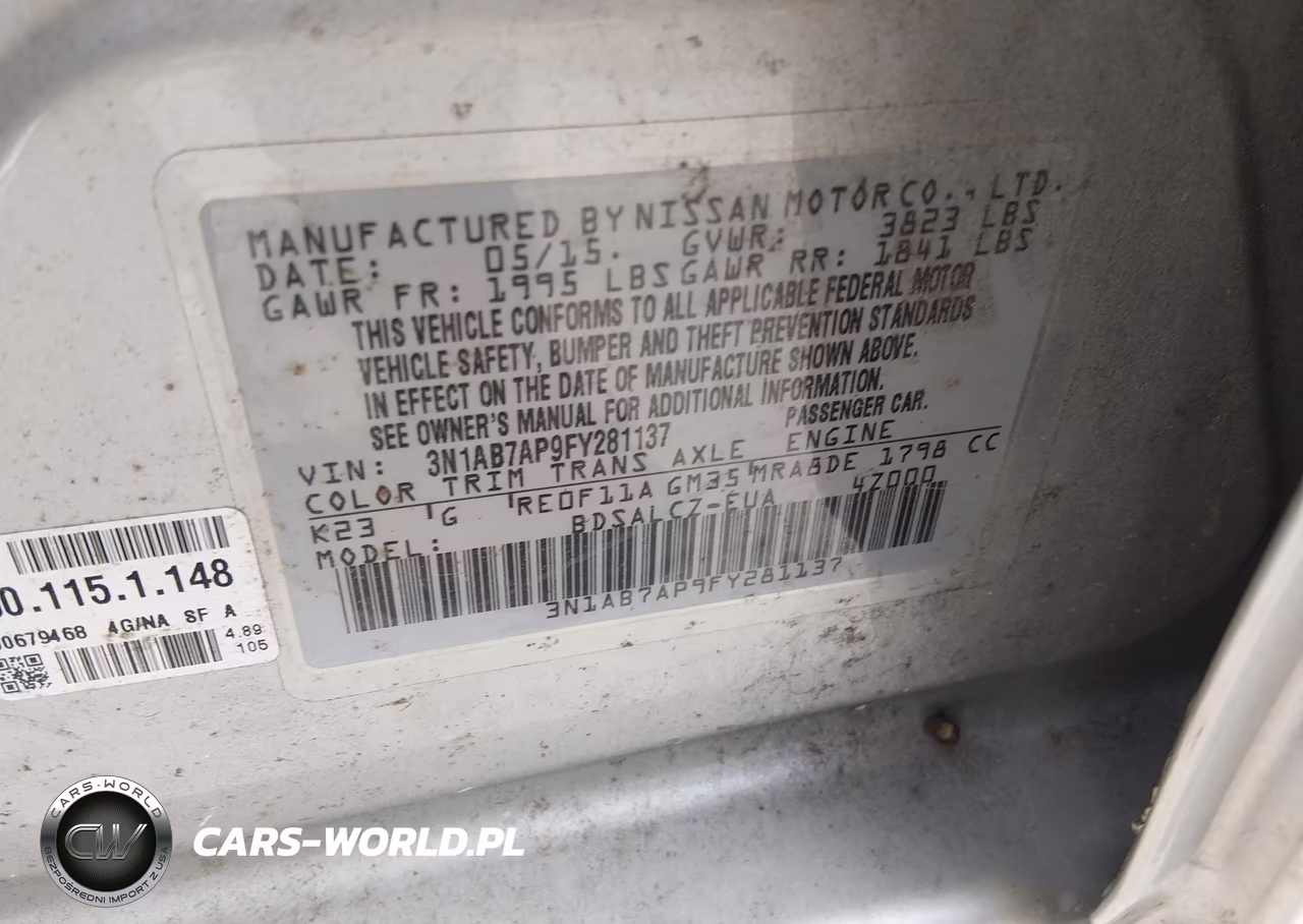 2015 Nissan Sentra S VIN:3N1AB7AP9FY281137 - 9