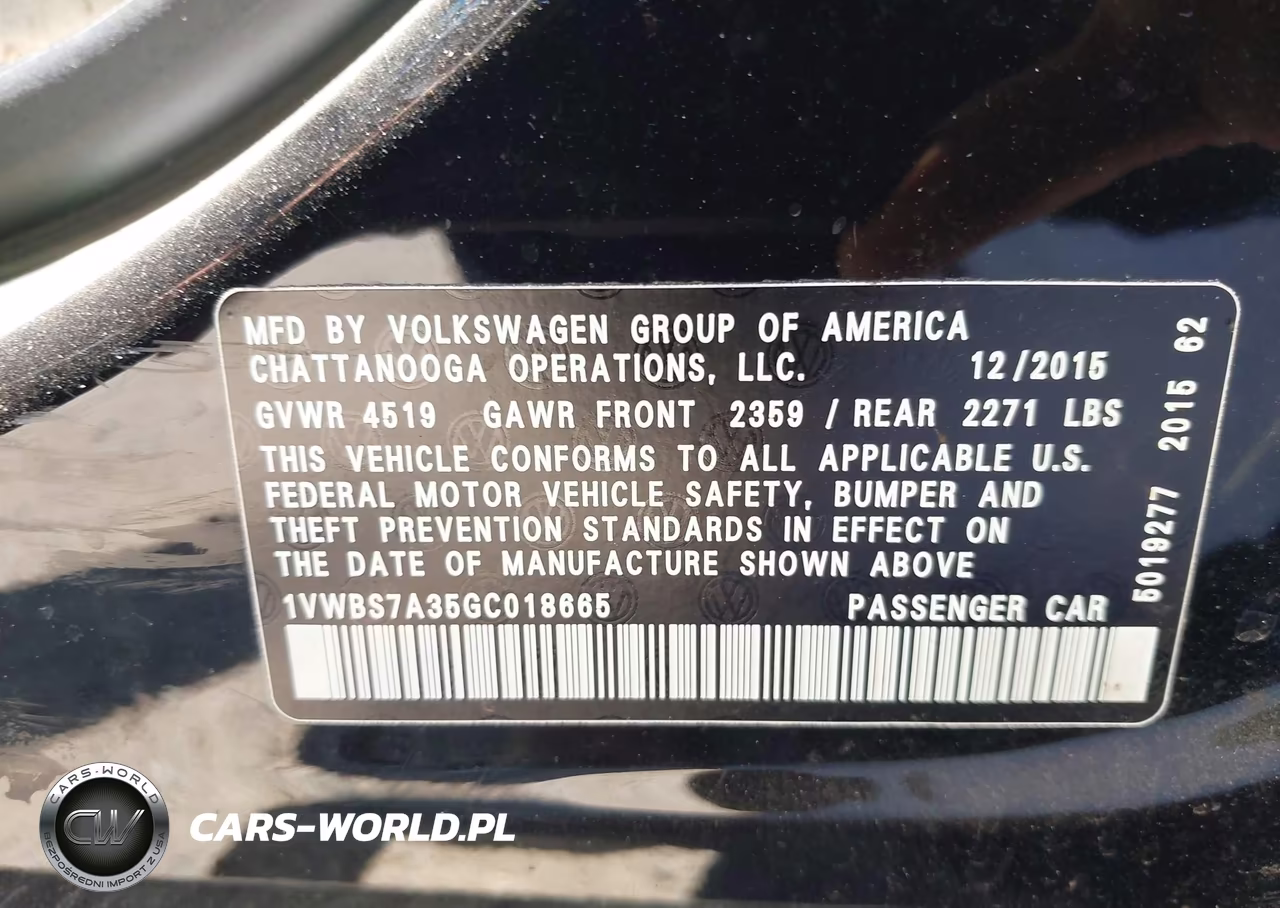 2016 Volkswagen Passat 1.8T Se VIN:1VWBS7A35GC018665 - 9