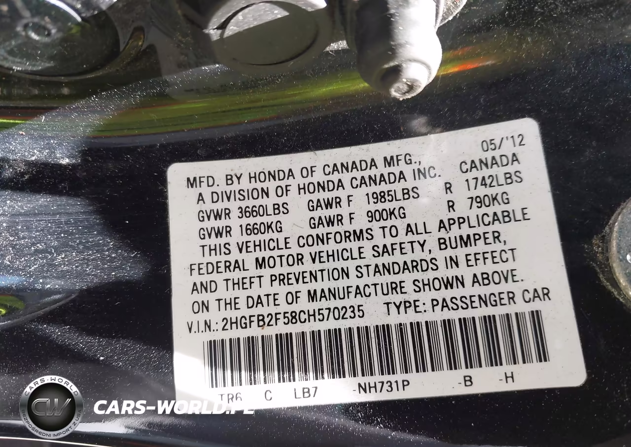2012 Honda Civic Lx VIN:2HGFB2F58CH570235 - 9