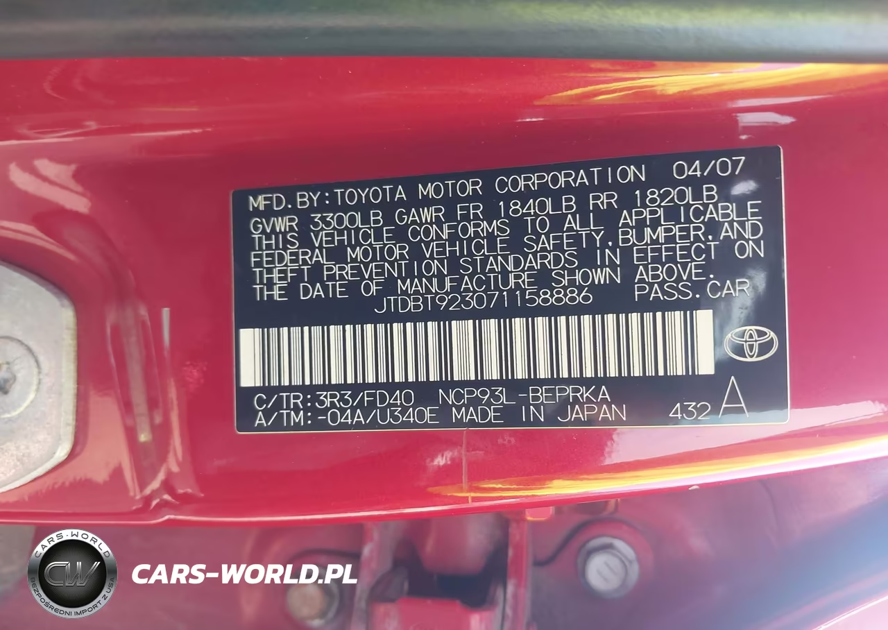 2007 Toyota Yaris VIN:JTDBT923071158886 - 9