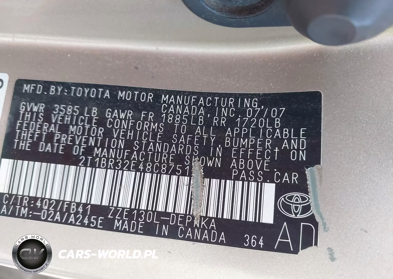 2008 Toyota Corolla Le VIN:2T1BR32E48C875124 - 9