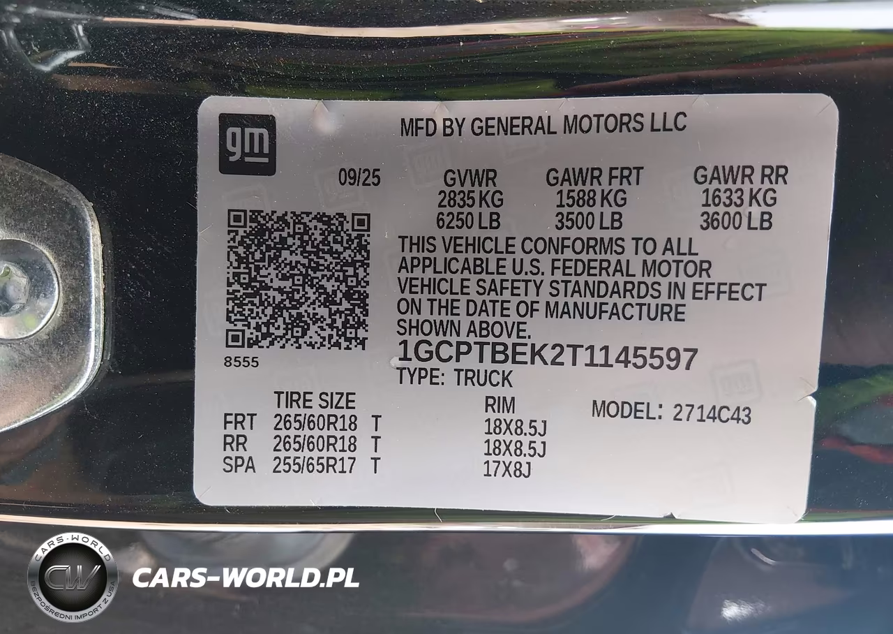 2026 Chevrolet Colorado Wt, 4Wd VIN:1GCPTBEK2T1145597 - 9