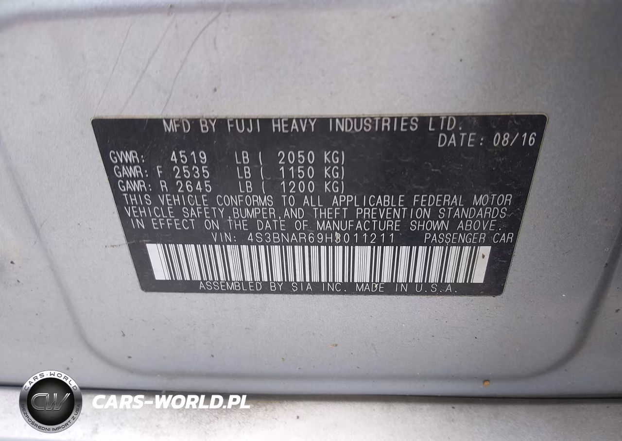 2017 Subaru Legacy 2.5I Sport VIN:4S3BNAR69H3011211 - 9