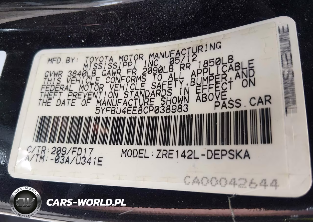 2012 Toyota Corolla S VIN:5YFBU4EE8CP038983 - 9