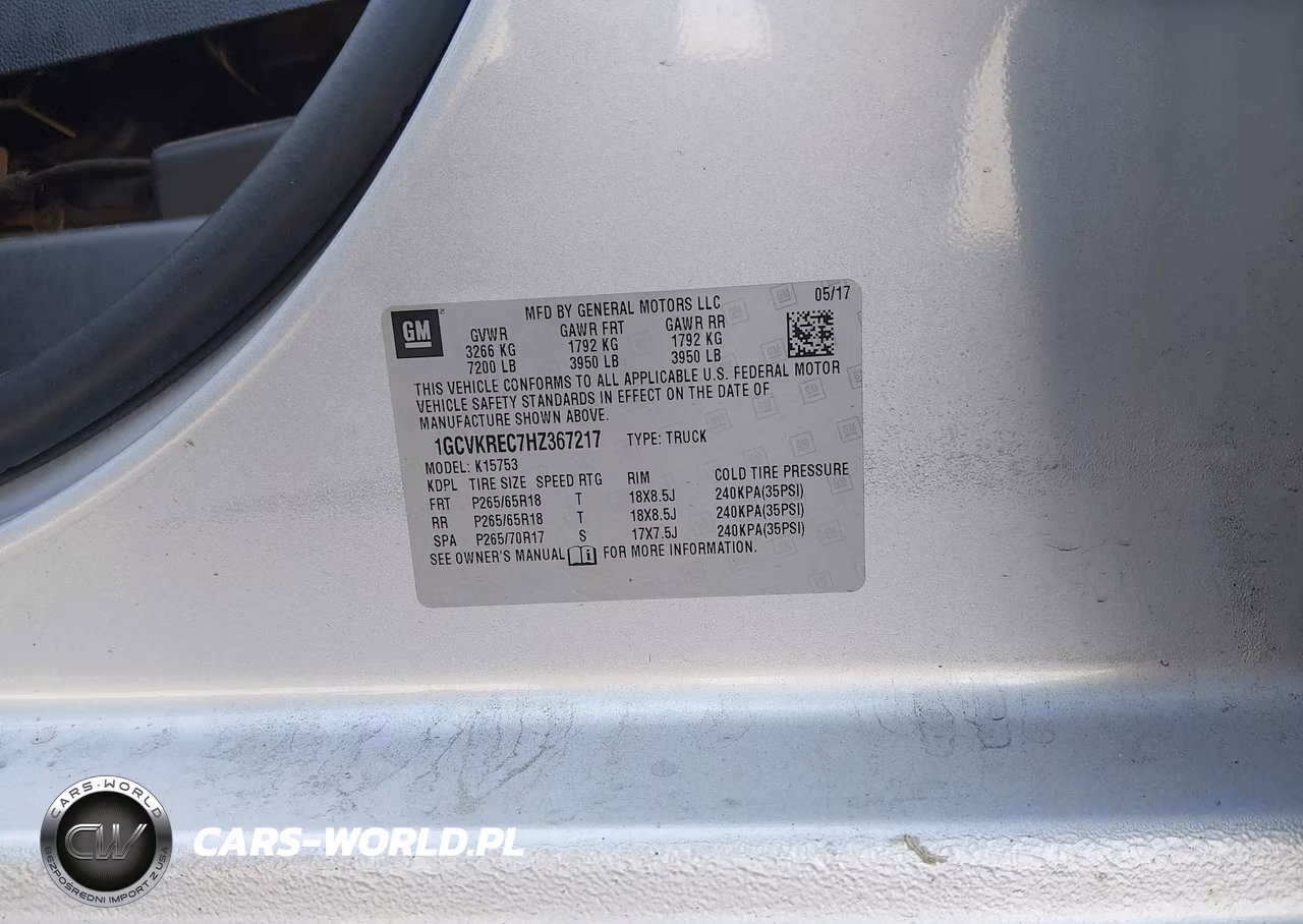 2017 Chevrolet Silverado 1500 2Lt VIN:1GCVKREC7HZ367217 - 9