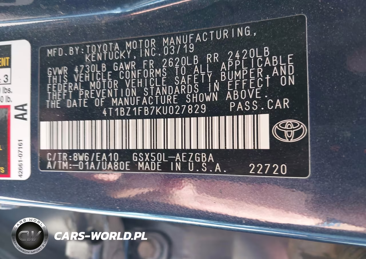 2019 Toyota Avalon Xle VIN:4T1BZ1FB7KU027829 - 9