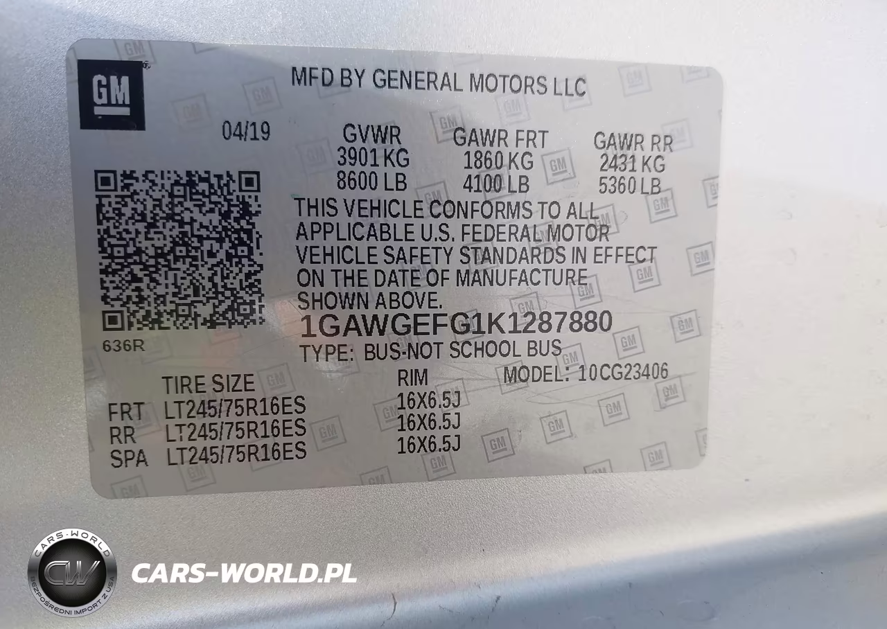 2019 Chevrolet Express 2500 Ls VIN:1GAWGEFG1K1287880 - 9