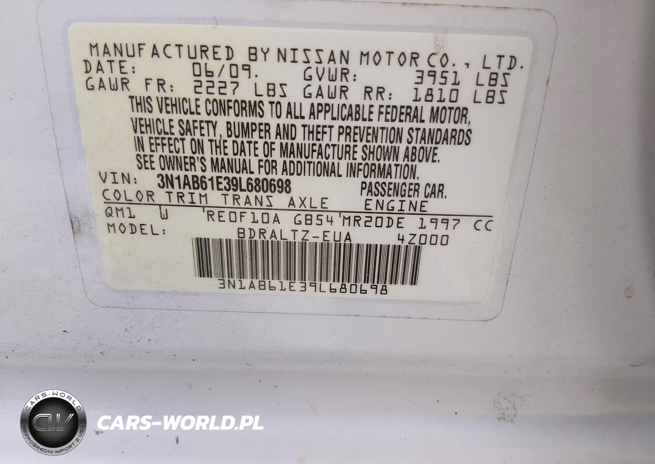 2009 Nissan Sentra 2.0S VIN:3N1AB61E39L680698 - 9