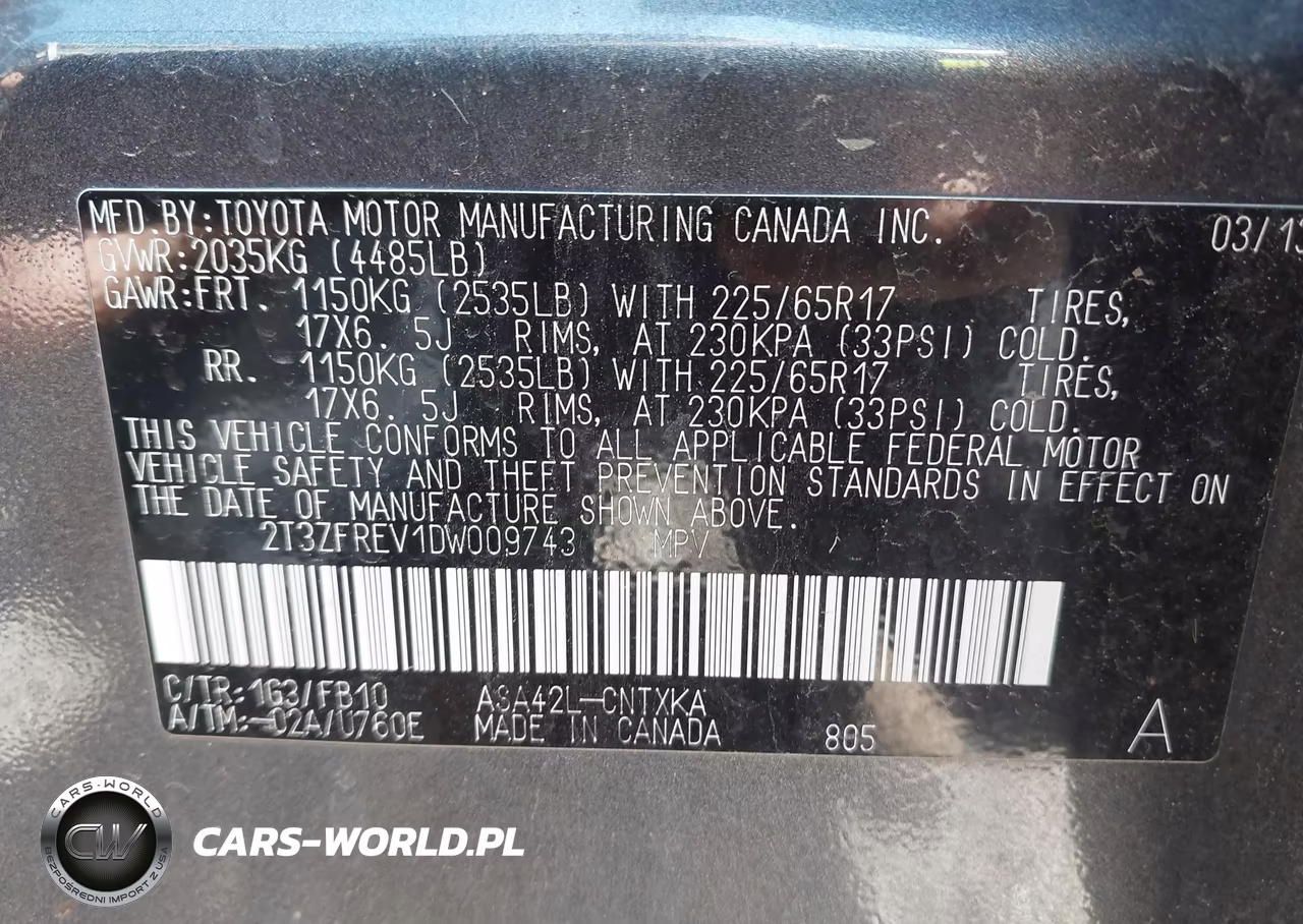 2013 Toyota Rav4 Le VIN:2T3ZFREV1DW009743 - 9