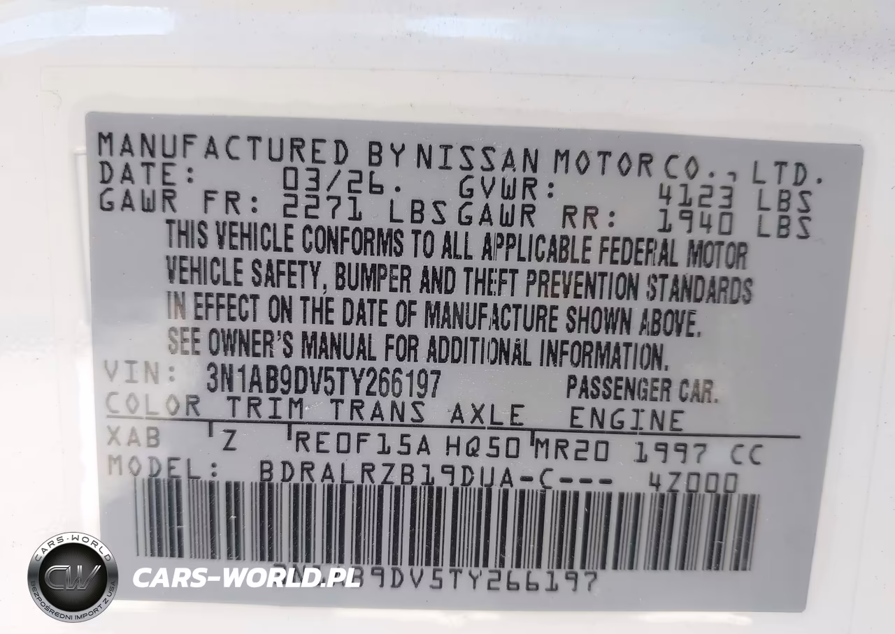 2026 Nissan Sentra Sr VIN:3N1AB9DV5TY266197 - 9