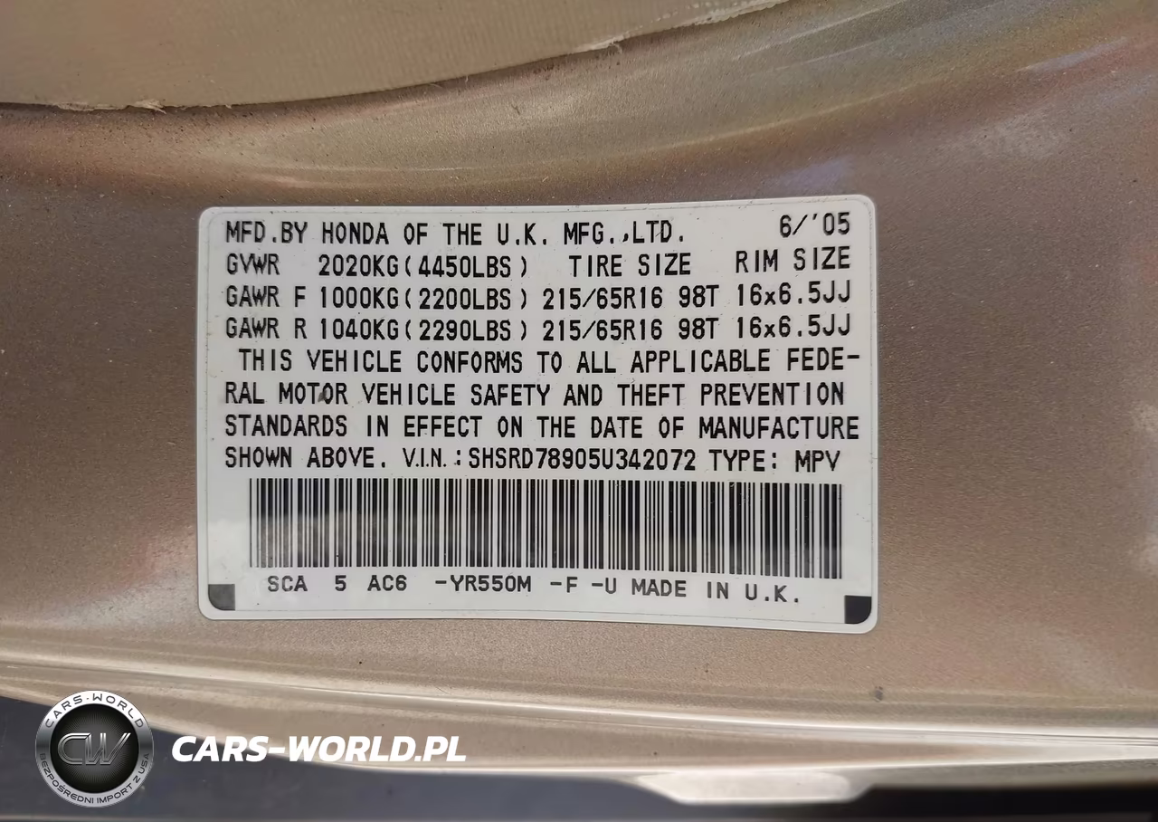 2005 Honda Cr-V Se VIN:SHSRD78905U342072 - 9