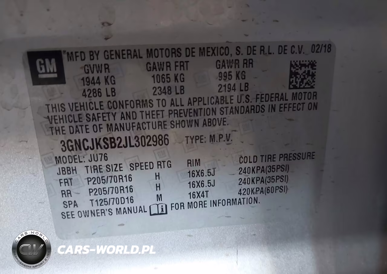 2018 Chevrolet Trax Ls VIN:3GNCJKSB2JL302986 - 9